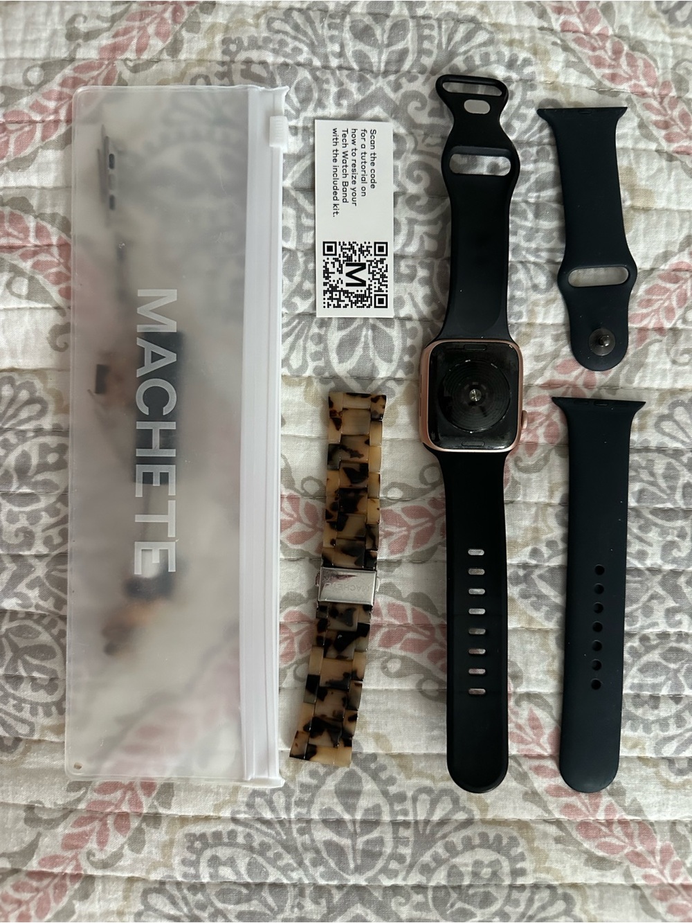 Apple Black Smartwatch with Tortoiseshell Replacement Band